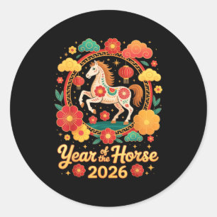 Year Of The Horse 2026 Chinese New Year Men Women Classic Round Sticker