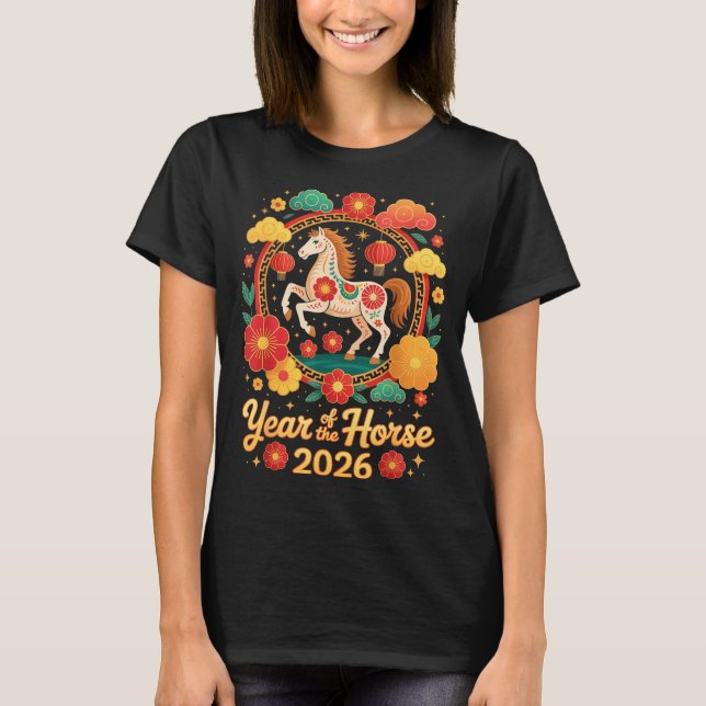 Year Of The Horse 2026 Chinese New Year Men Women  T-Shirt (Front)