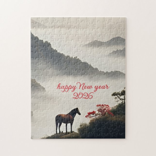 Year of the Horse 2026 Chinese New Year Mountain  Jigsaw Puzzle (Vertical)