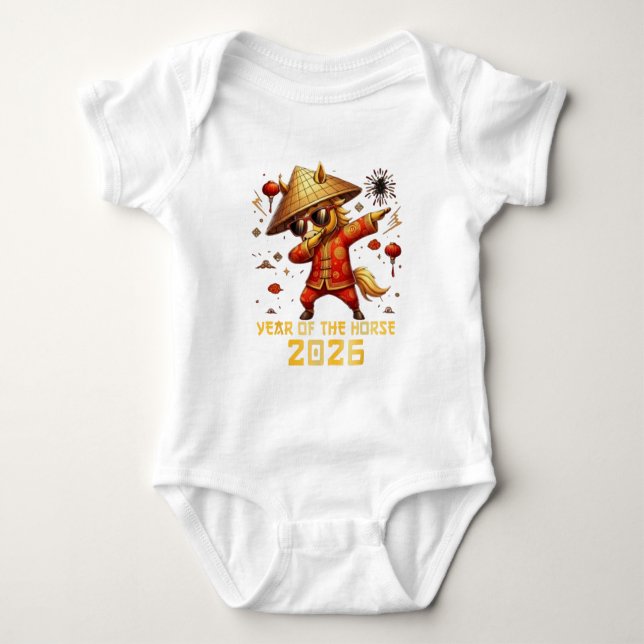 Year Of The Horse 2026 - Chinese New Year Zodiac T Baby Bodysuit (Front)