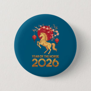 Year Of The Horse 2026 Chinese Zodiac Lunar New Ye 6 Cm Round Badge