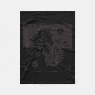 Year Of The Horse 2026 Chinese Zodiac Lunar New Ye Fleece Blanket