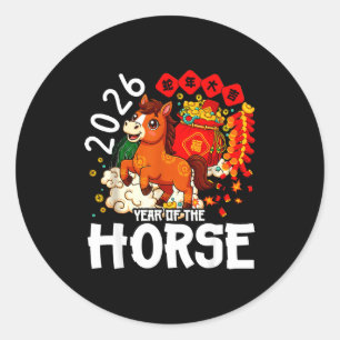Year Of The Horse 2026 Cute Chinese Lunar New Year Classic Round Sticker
