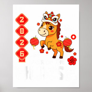 Year Of The Horse 2026 Cute Kawaii Chinese New Yea Poster