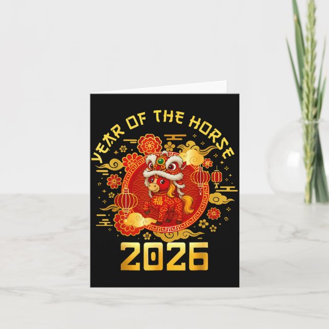 Year Of The Horse 2026 Family Matching Mens Womens Card (Front)