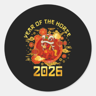 Year Of The Horse 2026 Family Matching Mens Womens Classic Round Sticker