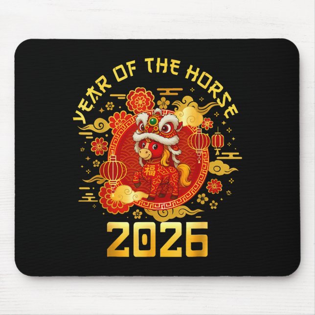 Year Of The Horse 2026 Family Matching Mens Womens Mouse Pad (Front)