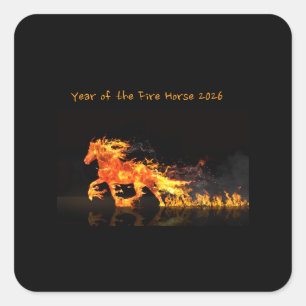 Year of the Horse 2026 (Fire Horse) Flat Card Square Sticker