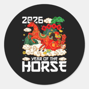 Year Of The Horse 2026 Happy Chinese Lunar New Yea Classic Round Sticker