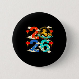 Year Of The Horse 2026 Happy Chinese New Year 2026 6 Cm Round Badge