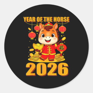 Year Of The Horse 2026 Lunar New Year Chinese Classic Round Sticker