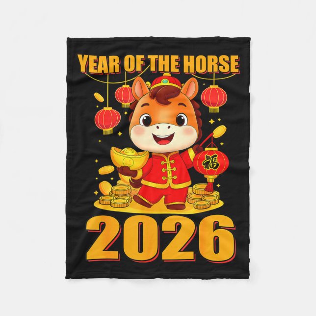Year Of The Horse 2026 Lunar New Year Chinese  Fleece Blanket (Front)