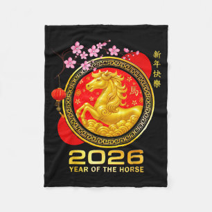 Year Of The Horse 2026 Lunar New Year Chinese Men Fleece Blanket