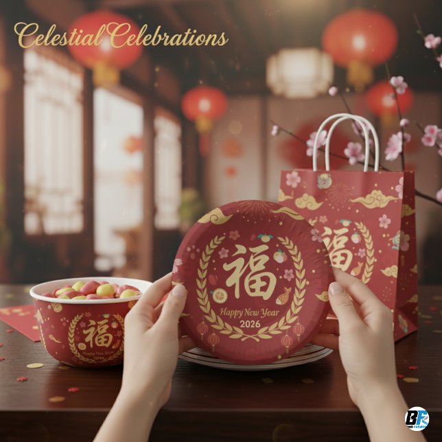 Year of the Horse 2026 Lunar New Year Dinner Paper Plate (Creator Uploaded)