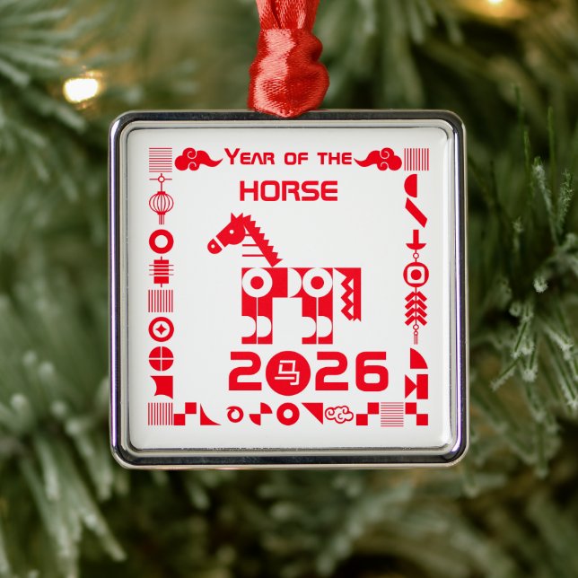 Year of the Horse 2026 Metal Ornament (Tree)