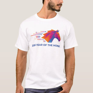 Year of the Horse 2026 Modern Geometric Colorful T-Shirt