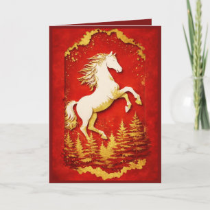 Year of the Horse 2026 Red & Gold Greeting Card