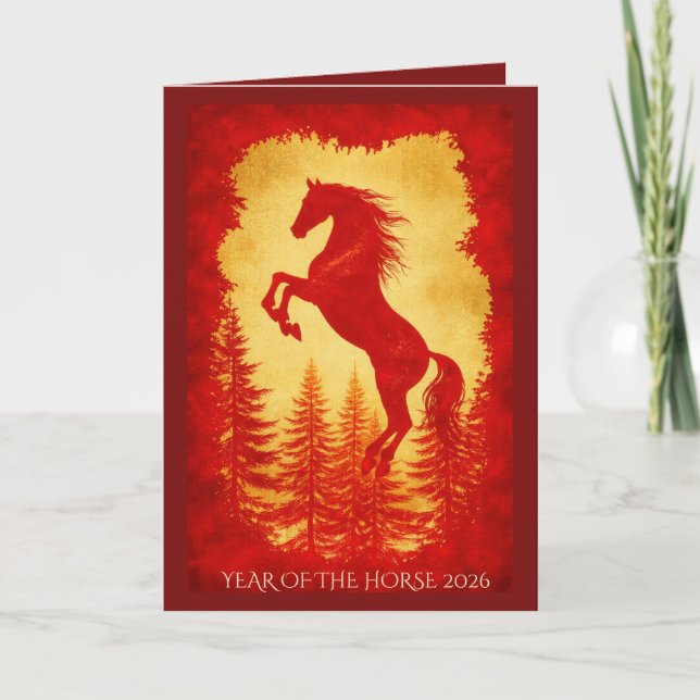 Year of the Horse 2026 – Red & Gold Lunar New Year Card (Front)