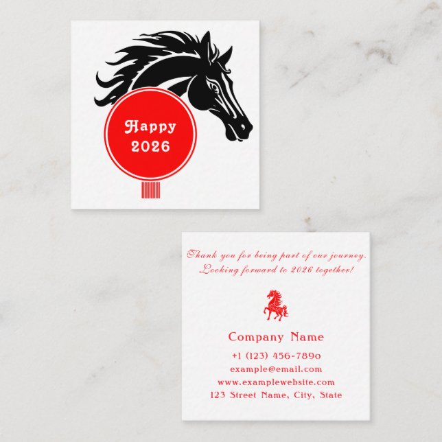 Year of the Horse 2026 Square Business Card (Front/Back)