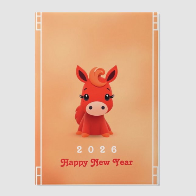 Year of the Horse 2026 Vellum Invitations (Front)
