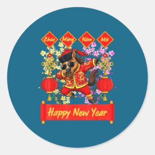 Year Of The Horse 2026 Vietnamese Lunar New Year 2 Classic Round Sticker