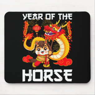 Year Of The Horse Chinese Dragon Dance Lunar New Y Mouse Pad
