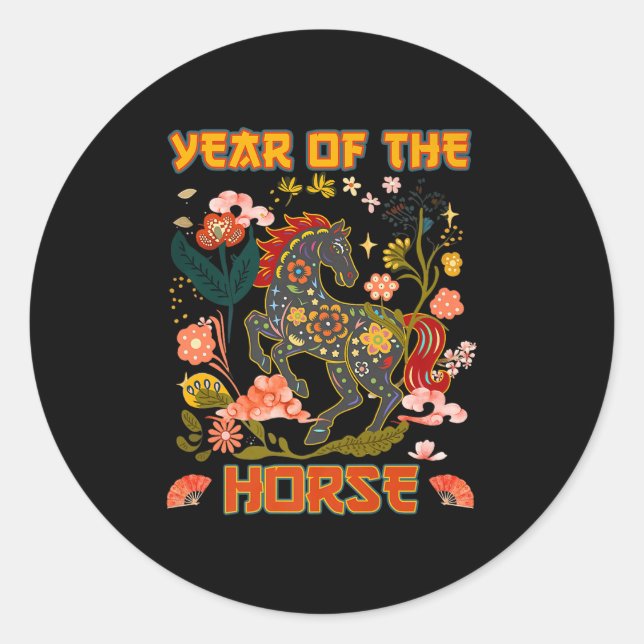 Year Of The Horse Chinese New Year 2026 Premium  Classic Round Sticker (Front)