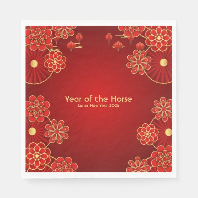 Year of the Horse Chinese New Year Napkin (Front)