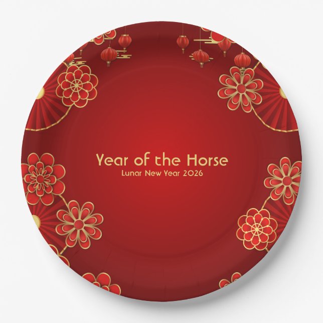 Year of the Horse Chinese New Year Paper Plate (Front)