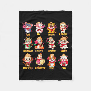 Year Of The Horse Chinese Zodiac Animal Signs Luna Fleece Blanket