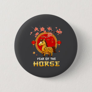 Year Of The Horse Chinese Zodiac Cute Ny Lanterns  6 Cm Round Badge