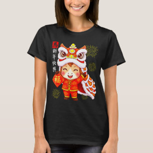 Year of The Horse Cute Lion Dance Chinese Lunar T-Shirt