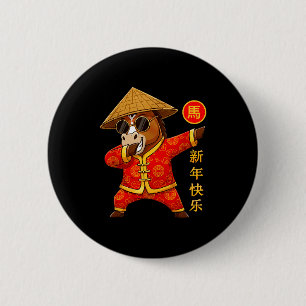 Year Of The Horse Dabbing Chinese New Year 2026 Zo 6 Cm Round Badge