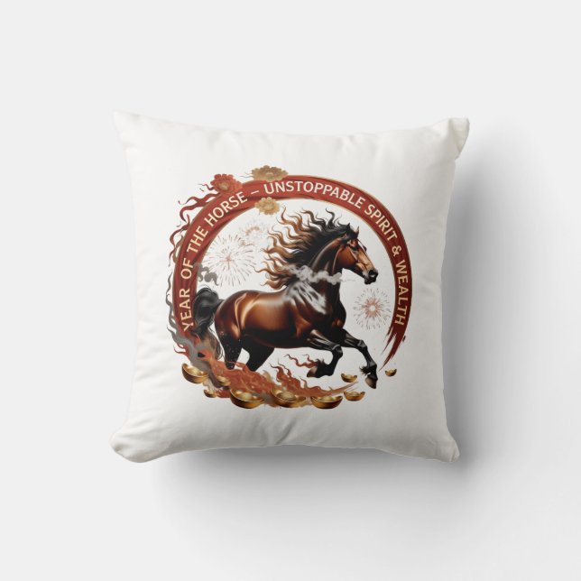 Year of the Horse Flame, Lunar Zodiac Gift Cushion (Front)