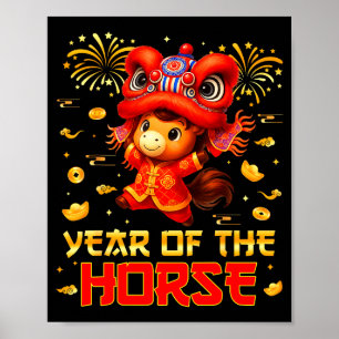 Year Of The Horse Lion Dance Lunar Chinese New Yea Poster