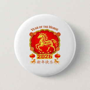 Year Of The Horse Lunar Chinese New Year Fire Hors 6 Cm Round Badge