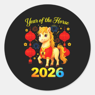 Year Of The Horse Lunar Chinese New Year Fire Hors Classic Round Sticker