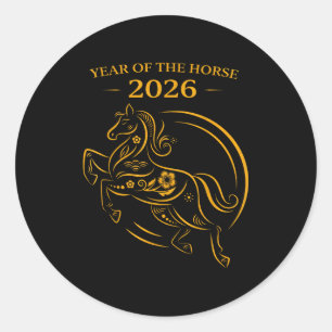 Year Of The Horse Lunar Chinese New Year Fire Hors Classic Round Sticker