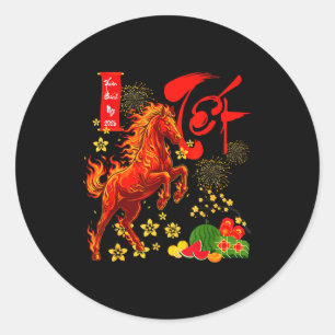 Year Of The Horse Lunar Vietnamese New Year Fire H Classic Round Sticker