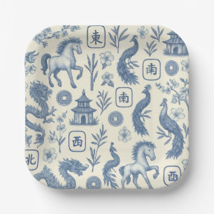 Year of the Horse Mahjong Paper Plates
