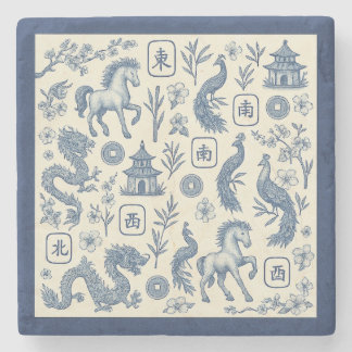 Year of the Horse Mahjong Toile Stone Coaster