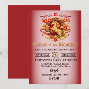 Year of the Horse New Years Eve Party Invitation