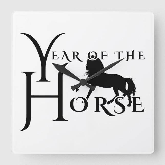 Year of the horse square wall clock (Front)