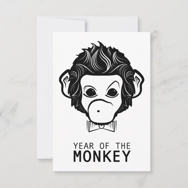 year of the monkey (bowtie) invitation (Front)