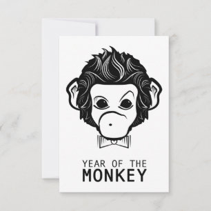 year of the monkey (bowtie) invitation