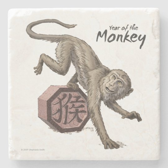 Chinese Zodiac Year of the Monkey Set of 4 Coasters 