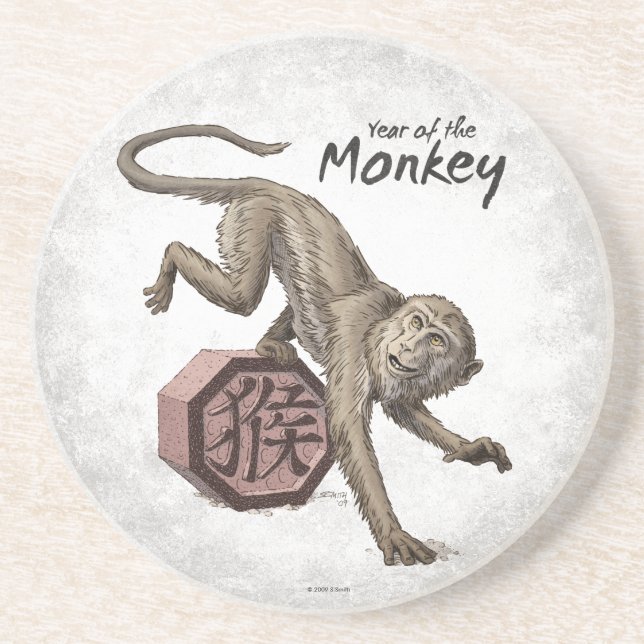 Year of the Monkey Chinese Zodiac Art Coaster (Front)