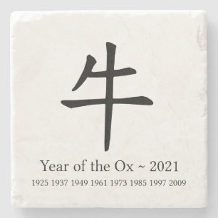 Year of the Ox 2021 Chinese New Year Zodiac Sign Stone Coaster