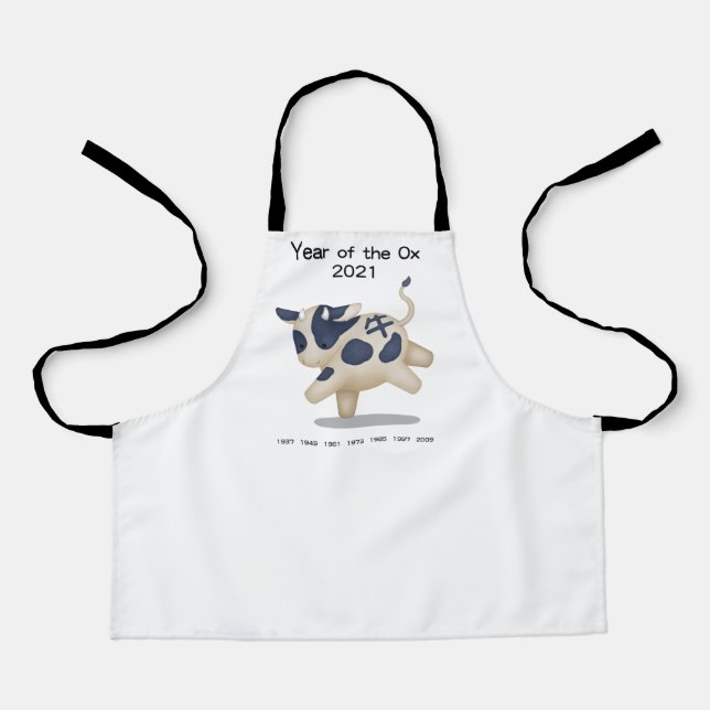 Year of the Ox Cute Zodiac Animal 2021 Apron (Front)