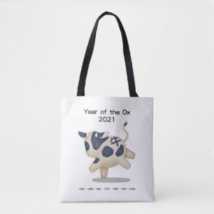 Year of the Ox Cute Zodiac Animal 2021 Tote Bag